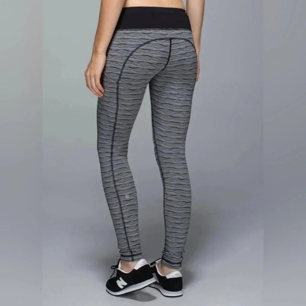 ! LULULEMON Speed Tight II Textured Wave Black Silver Spoon